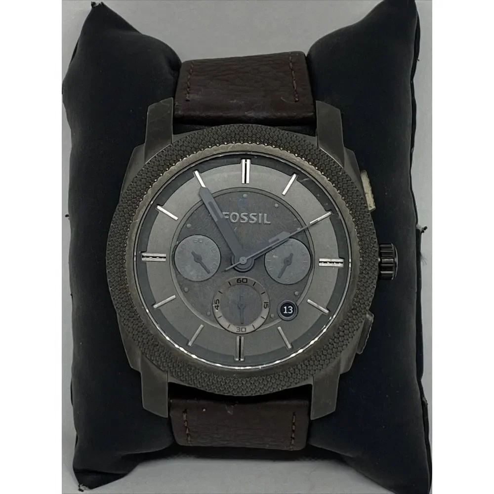 Fossil Machine FS4701 Men's Brown Leather Analog Dial Quartz Wristwatch WO752